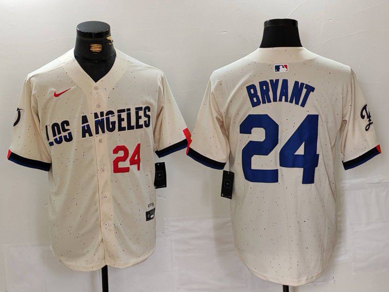 Men Los Angeles Dodgers 24 Bryant Cream Fashion Nike Game MLB Jersey style 6291